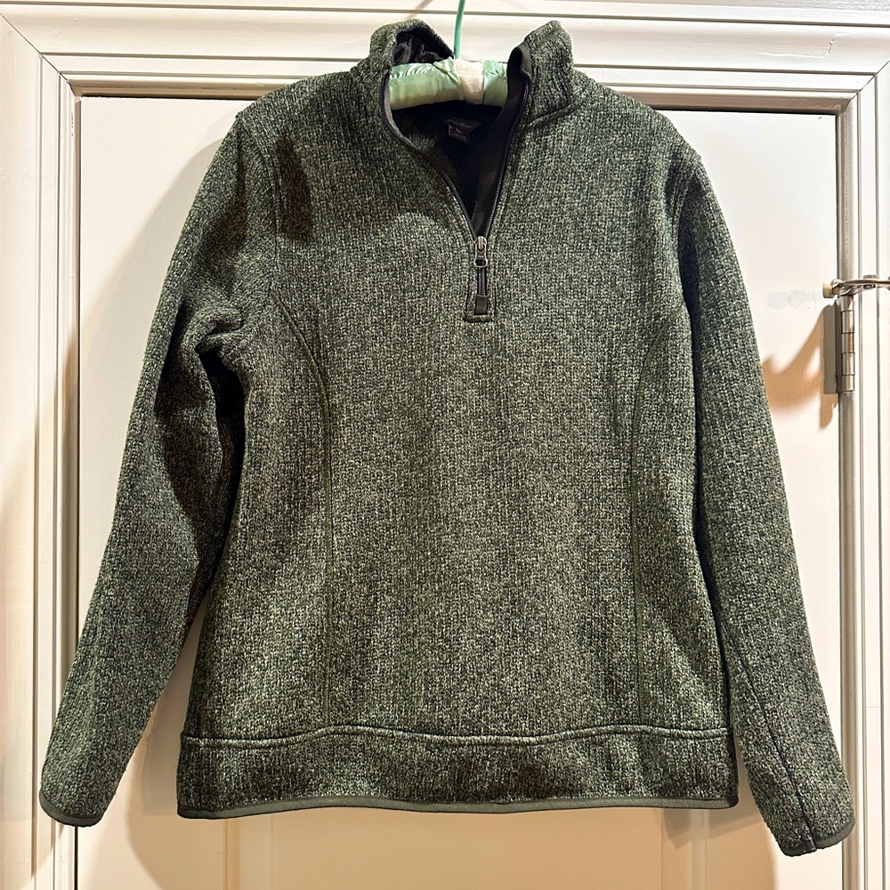Eddie Bauer women’s radiator fleece 1/4 zip mock neck dark green